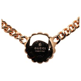 Gucci-Rhinestone Flower lined G Pendant Necklace-Pink,Golden