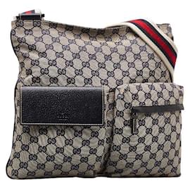 Gucci-GG Canvas lined Pocket Messenger Bag-Brown