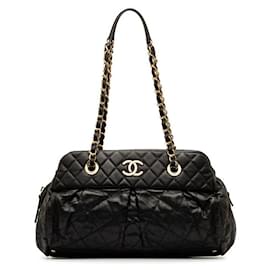 Chanel-Gesteppte Bowlingtasche mit Kette „CC“-Schwarz