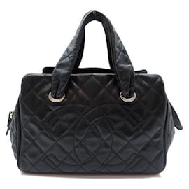 Chanel-Quilted CC Caviar Bowler Bag-Black