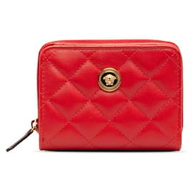 Versace-Quilted Medusa Zip Wallet-Red