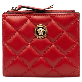 Versace Cartera plegable pequeña con Medusa acolchada Roja