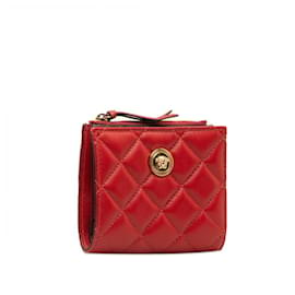 Versace-Quilted Medusa Small Bifold Wallet-Red