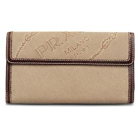 Prada-Canapa Logo Bifold Long Wallet-Brown