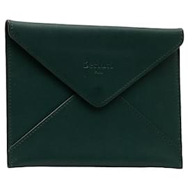 Berluti-Leather Envelope Clutch-Green