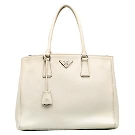 Prada-Medium Galleria lined Zip Leather Tote-White