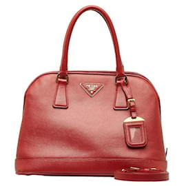 Prada-Saffiano Lux Dome Bag-Red