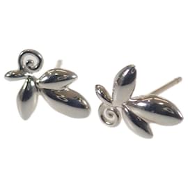Tiffany & Co-Silver Paloma Picasso Olive Leaf Earrings-Silvery