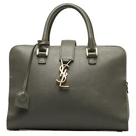 Yves Saint Laurent Monograma Pequeno Downtown Cabas Cinza