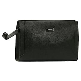 Burberry-Leather Clutch Bag-Black
