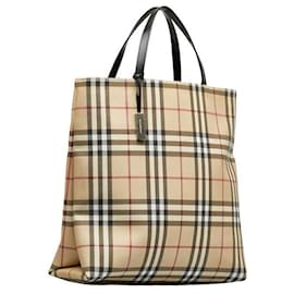 Burberry-Canvas-Einkaufstasche mit House Check-Muster-Braun