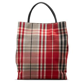 Burberry-Nova Check Tote Bag-Red
