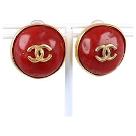 Chanel-CC Clip On Earrings-Red