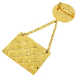 Chanel-CC Matelasse Taschenbrosche-Golden