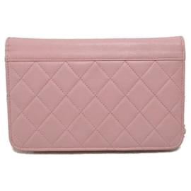 Chanel-CC Quilted Leather Wallet on Chain-Pink