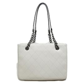 Chanel-CC Quilted Leather Archi Chic Tote-White