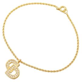 Dior-CD Logo Rhinestone Bracelet-Golden