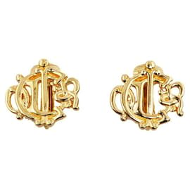 Dior-Clipe de insígnia do logotipo em brincos-Dourado