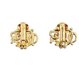 Dior-Boucles d'oreilles à clip avec logo et insigne-Doré