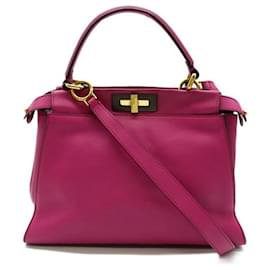 Fendi-Medium peekaboo leather handbag-Purple