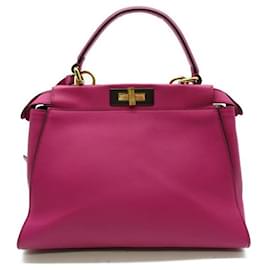 Fendi-Medium peekaboo leather handbag-Purple