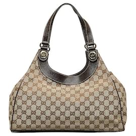 Gucci-GG Canvas Shoulder Bag-Brown