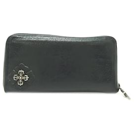 Chrome Hearts-Leather zip around wallet-Black