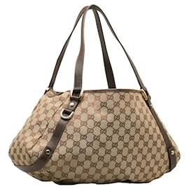 Gucci-GG Canvas Abbey Shoulder Bag-Brown