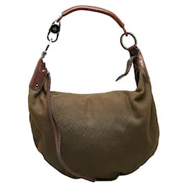 Gucci-Halbmondförmige Hobo-Tasche aus Segeltuch-Bronze