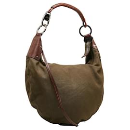 Gucci-Halbmondförmige Hobo-Tasche aus Segeltuch-Bronze
