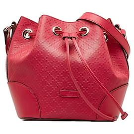 Gucci-Hilary mittelgroße Beuteltasche aus Leder mit Strassbesatz-Rot