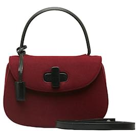 Gucci-Twist Lock Fabric Handbag-Red