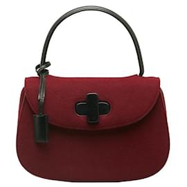 Gucci-Twist Lock Fabric Handbag-Red