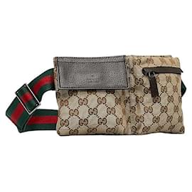 Gucci-GG Canvas Web Belt Bag-Brown