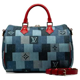 Louis Vuitton-Monogram Denim Speedy Bandouliere 30-Blue