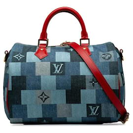 Louis Vuitton-Monogram Denim Speedy Bandouliere 30-Blue