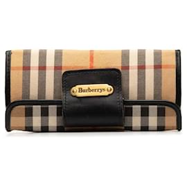 Burberry-Haymarket Check Canvas Cosmetic Pouch-Brown