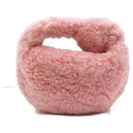 Bottega Veneta-Shearling Mini Jodie Bag-Pink