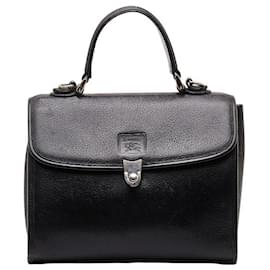 Burberry-Leather Top Handle Handbag-Black