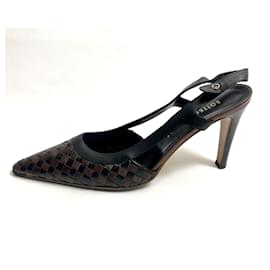 Bottega Veneta-Zapatos de tacón de cuero tejido/acolchado intricado-Castaño,Negro