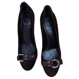 Christian Dior High heels Braun Silber Schokolade
