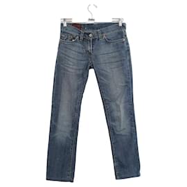 Evisu-Jeans justos de algodão-Azul