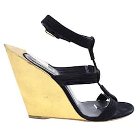 Saint Laurent-Suede heels-Golden