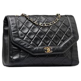Chanel-Black Chanel Medium Lambskin Diana Flap Crossbody Bag-Black