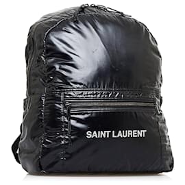 Saint Laurent-Black Saint Laurent Logo Nuxx Nylon Backpack-Black