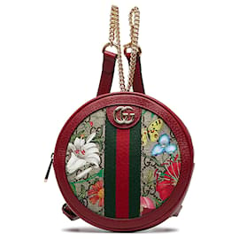 Gucci-Brown Gucci GG Supreme Flora Ophidia Backpack-Brown