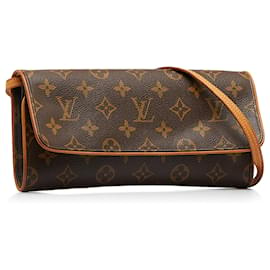 Louis Vuitton-Brown Louis Vuitton Monogram Pochette Twin GM Crossbody Bag-Brown