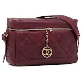 Chanel-Große gesteppte rote Chanel-Boxtasche mit Reißverschluss und Kaviarmuster-Rot