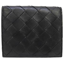 Bottega Veneta-Black Bottega Veneta Intrecciato Leather Bifold Wallet-Black