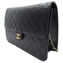 Chanel-Black Chanel CC Quilted Lambskin Single Flap Shoulder Bag-Black